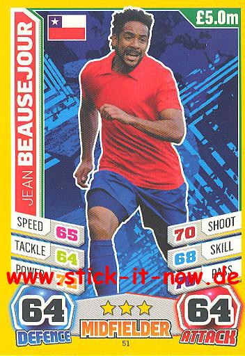 Match Attax &quot;World Stars WM 2014&quot; - JEAN BEAUSEJOUR - Nr. 51